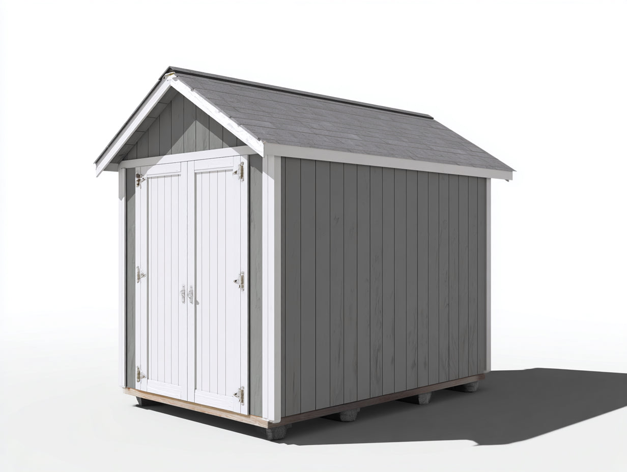 Casetta da giardino - legno - 320x235x245 cm - grigio-bianco - classico moderno