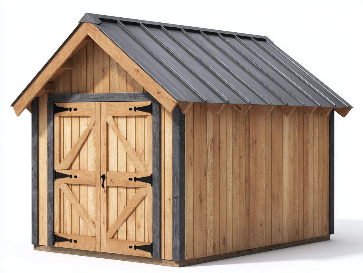 Casetta da giardino - legno-metallo - 380x280x245 cm - marrone-grigio antracite - rustico moderno