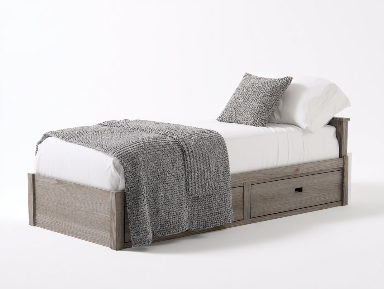 Letto singolo - legno - 209x106x79 cm - grigio marrone - stile moderno