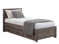 Letto singolo - legno - 212x108x105 cm - grigio marrone - stile rustico