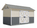 Casetta da giardino-legno-metallo-390x230x245 cm-crema-grigio-bianco-stile classico elegante