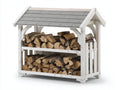 Portalegna - legno - 134x48x122 cm - bianco-grigio - rustico