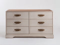 Cassettiera - legno-metallo - 116x40x76 cm - beige-marrone - stile vintage