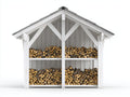 Portalegna - legno - 185x55x168 cm - bianco-grigio - stile cottage