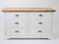 Cassettiera - legno-metallo - 121x41x79 cm - bianco-marrone - stile rustico