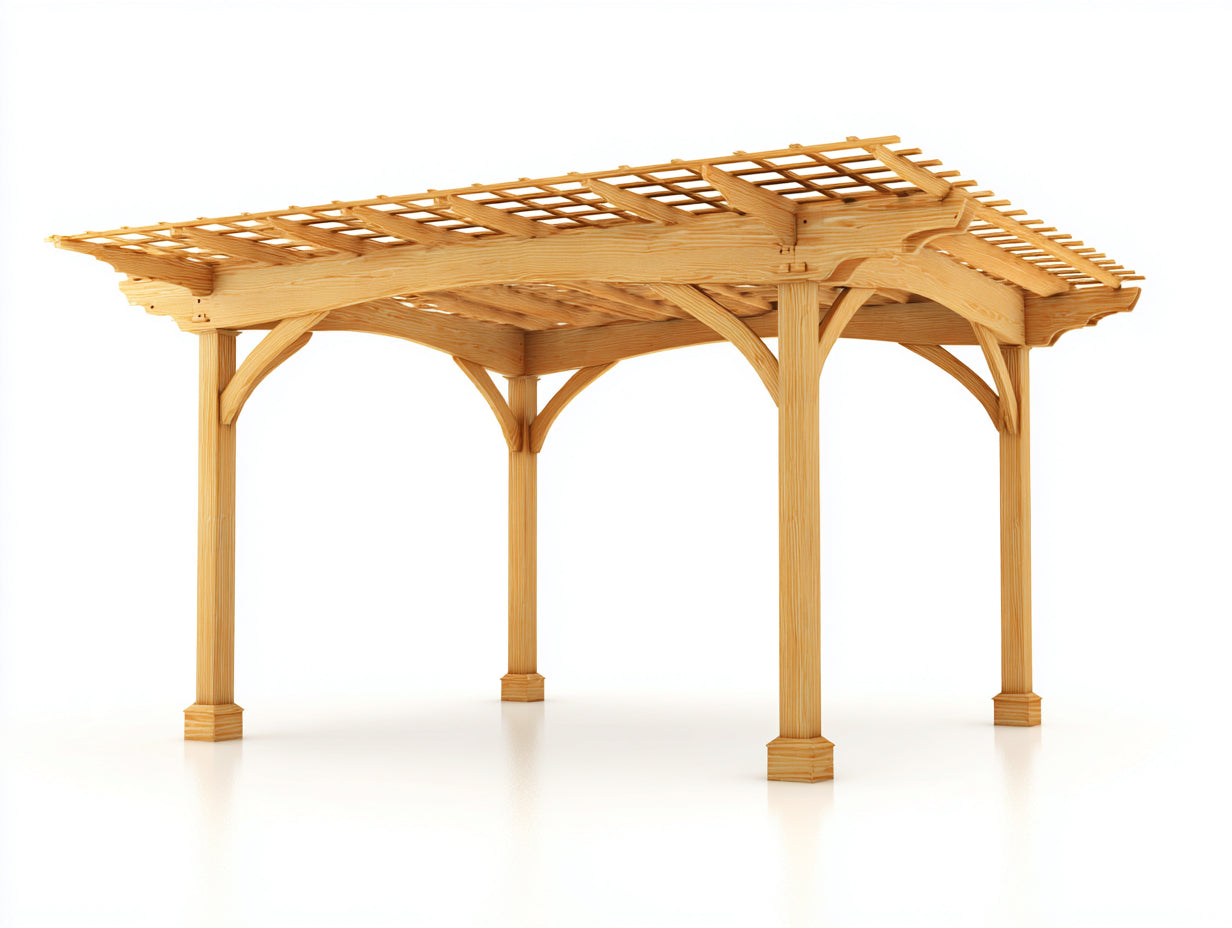 Pergola da giardino - legno - 410x300x268 cm - naturale - stile classico