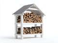 Portalegna - legno - 126x44x154 cm - bianco-grigio - rustico