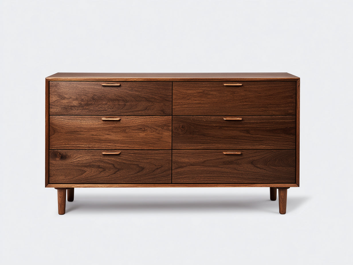 Cassettiera - legno - 136x42x82 cm - marrone - stile contemporaneo