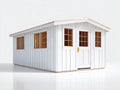 Casetta da giardino - legno-metallo - 455x310x250 cm - bianco-rame - moderno classico