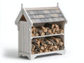 Portalegna - legno - 92x46x148 cm - bianco-grigio chiaro - stile cottage