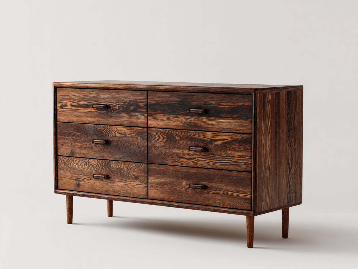 Cassettiera - legno - 132x43x86 cm - marrone - stile industriale