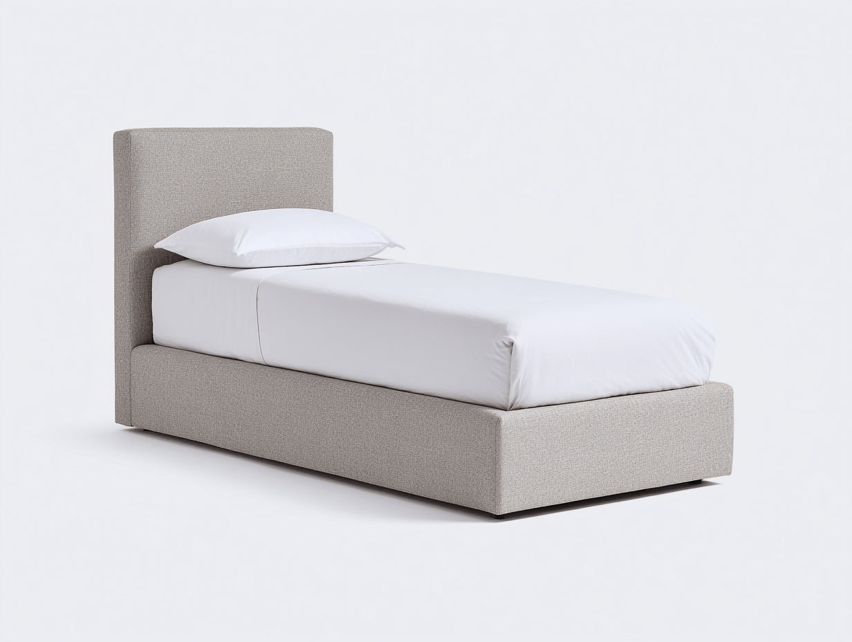 Letto singolo - tessuto - 205x105x100 cm - grigio chiaro - stile moderno