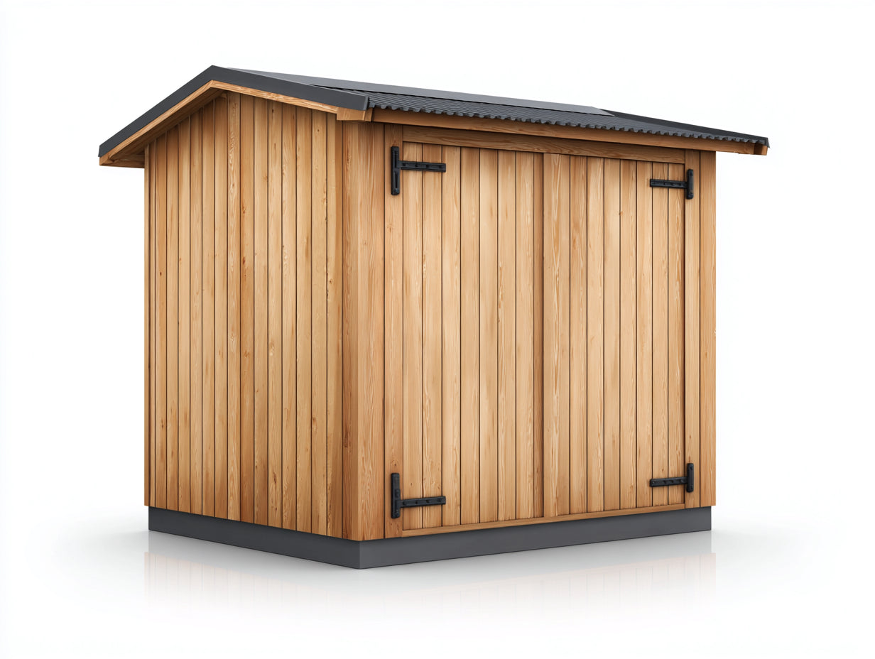 Casetta da giardino-legno-metallo-270x210x235 cm-naturale-antracite-stile rustico contemporaneo