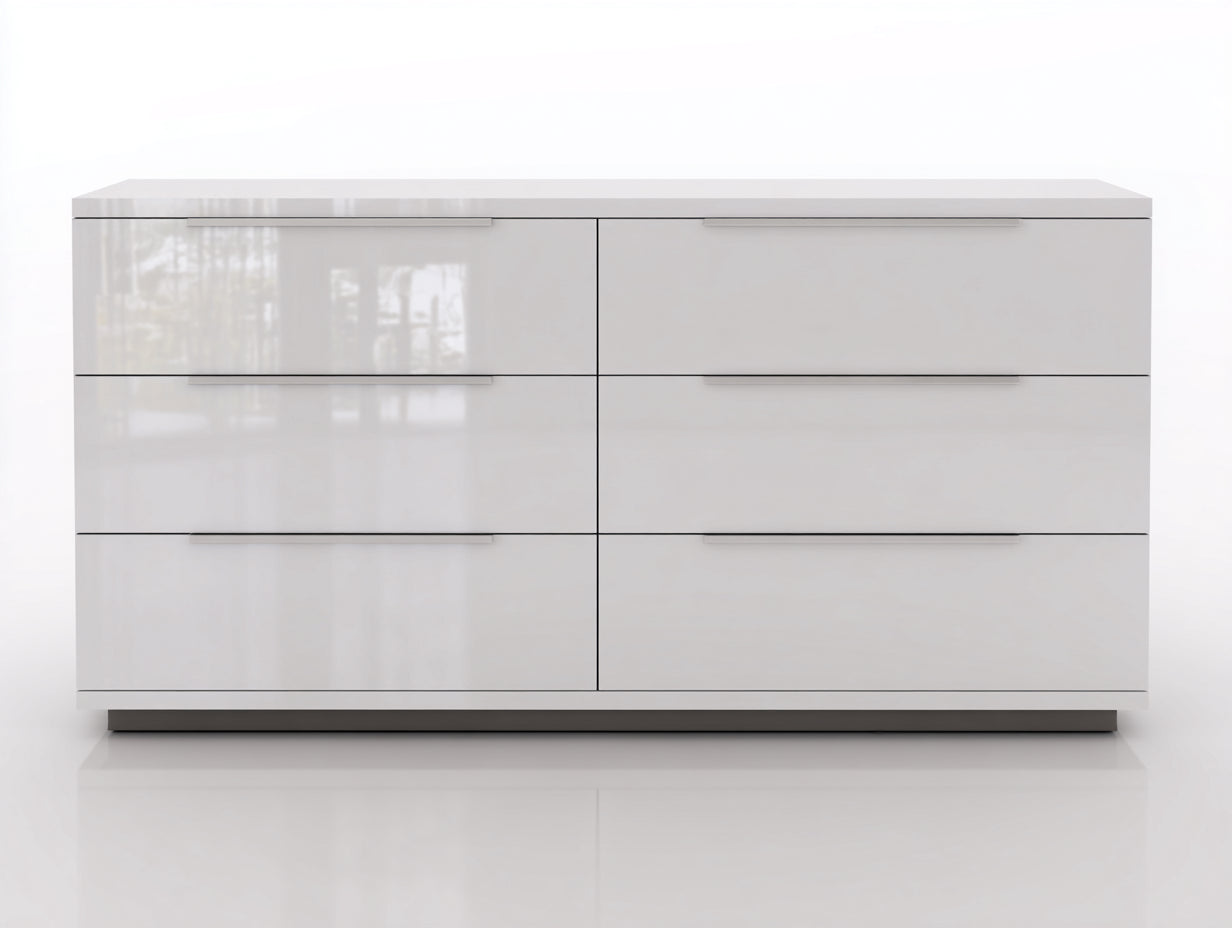 Cassettiera - legno-metallo - 139x45x78 cm - bianco - stile contemporaneo