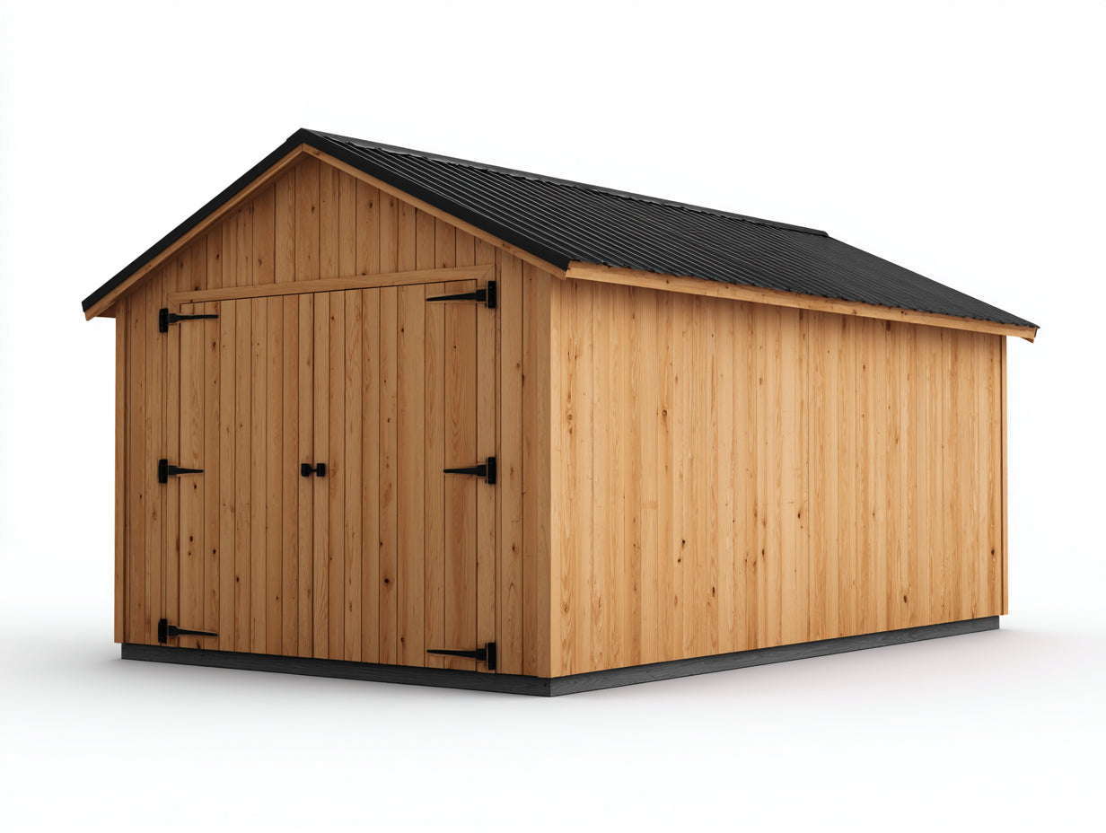 Casetta da giardino-legno-metallo-410x260x250 cm-naturale-antracite-stile rustico premium