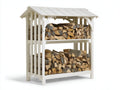 Portalegna - legno - 118x42x156 cm - bianco - rustico