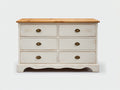 Cassettiera - legno-metallo - 118x42x79 cm - bianco-marrone - stile shabby