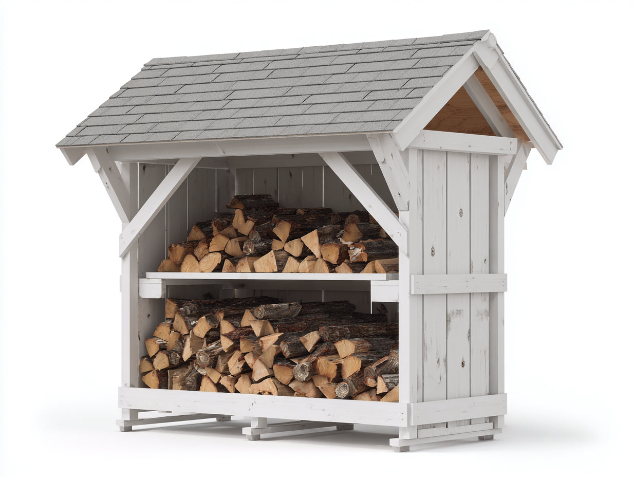 Portalegna - legno - 158x56x154 cm - bianco-grigio - stile cottage