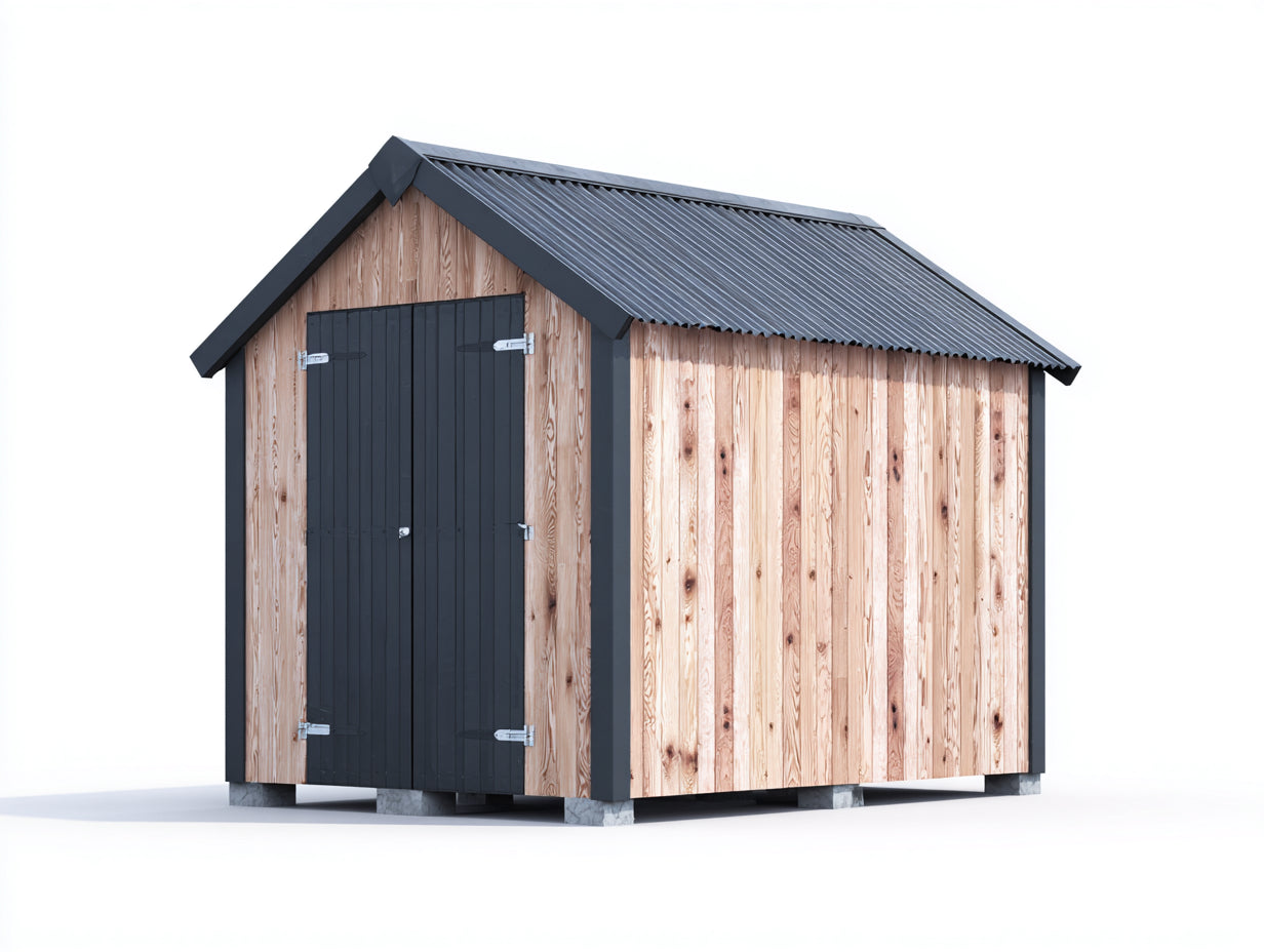 Casetta da giardino-legno-metallo-250x200x245 cm-naturale-antracite-stile nordico rustico