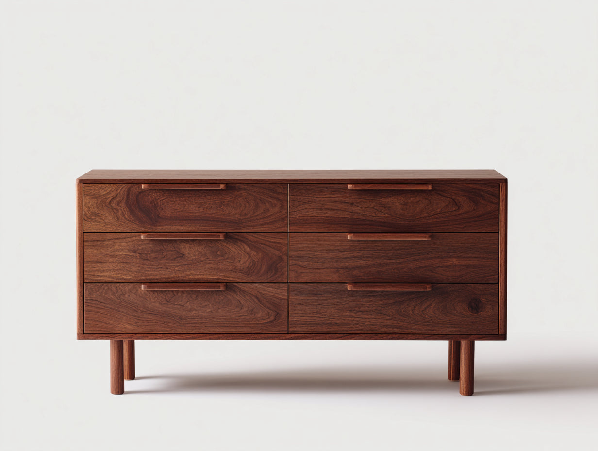 Cassettiera - legno - 137x42x81 cm - marrone - stile minimalista