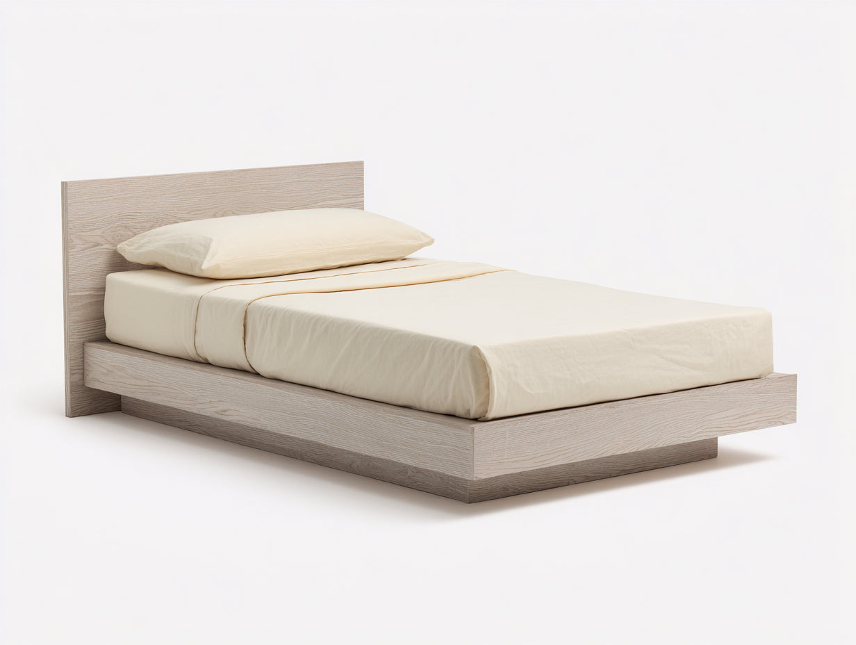 Letto singolo - legno - 205x103x84 cm - marrone chiaro - stile essenziale